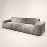 Sculptural Wide-Arm Corduroy Three-Seater Sofa - Image 2