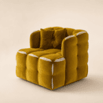Custom Quilted Contrast-Trim Upholstered Armchair - Image 2