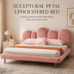 Sculptural Petal Long-Pile Upholstered Bed - Image 3