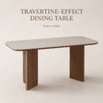 Rounded Travertine-Effect Sintered Stone Dining Table - Image 2
