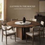 Black Walnut Round Dining Table with Removable Stone Lazy Susan - Image 2