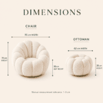Sculptural Bouclé Petal Lounge Chair and Ottoman Set - Image 3