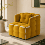 Custom Quilted Contrast-Trim Upholstered Armchair - Image 3