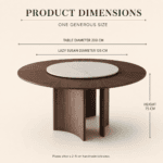 Black Walnut Round Dining Table with Removable Stone Lazy Susan - Image 3