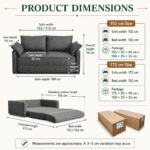 Dark Grey Convertible Pull-Out Sofa Bed - Image 4