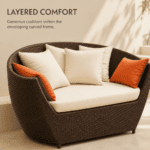Curved Woven Outdoor Loveseat and Coffee Table Set - Image 3