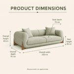 Curved Suede Three-Seater Sofa with Wood Accents - Image 2