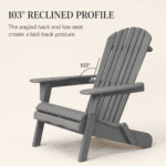 Foldable Adirondack Outdoor Chair with Wide Armrests - Image 4