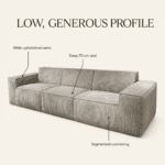 Sculptural Wide-Arm Corduroy Three-Seater Sofa - Image 3