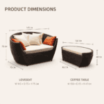 Curved Woven Outdoor Loveseat and Coffee Table Set - Image 2