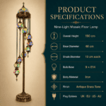Nine-Light Turkish Mosaic Floor Lamp - Image 4