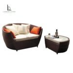 Curved Woven Outdoor Loveseat and Coffee Table Set