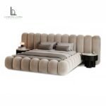 Sculptural Channel Wraparound Upholstered Bed