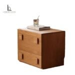 Modular cherry wood side cabinet with flip-down compartment and lower drawer