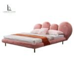 Sculptural Petal Long-Pile Upholstered Bed