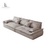 Oversized ivory loose-cushion four-seater sofa