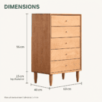 Natural Cherry Wood Five-Drawer Chest - Image 2