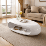 White Oval Coffee Table in a Modern Living Room