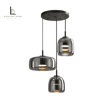 3-Light Glass Cluster Pendant with Warm LED