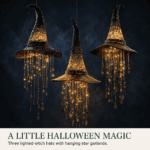 Lighted Hanging Witch Hat Star Garland Halloween Decor — Set of 3 - Image 4