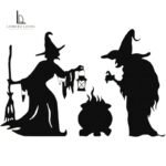 3-Piece Halloween Witch Yard Silhouette Set