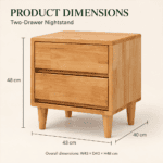 Rubberwood Nightstand with Drawer Storage - Image 2