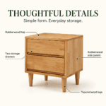 Rubberwood Nightstand with Drawer Storage - Image 3