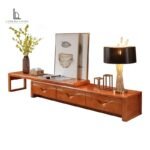 Extendable Wood TV Stand with 3 Drawers