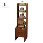 Tall Wood Nightstand with Shelves and 2 Drawers