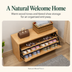 Solid Wood Shoe Storage Bench with Cushion - Image 5