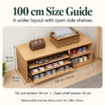 Solid Wood Shoe Storage Bench with Cushion - Image 3