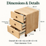 Rounded Wood Nightstand with 3 Drawers - Image 2