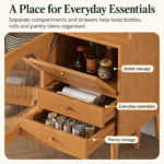 Wood Kitchen Hutch Cabinet with Reeded Glass Doors - Image 4