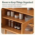 Wood Kitchen Hutch Cabinet with Reeded Glass Doors - Image 3