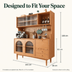 Wood Kitchen Hutch Cabinet with Reeded Glass Doors - Image 2