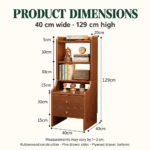 Tall Wood Nightstand with Shelves and 2 Drawers - Image 2
