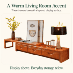 Extendable Wood TV Stand with 3 Drawers - Image 4